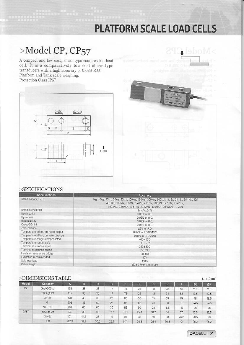DAcell CP CP57 稱重傳感器技術參數(shù)圖